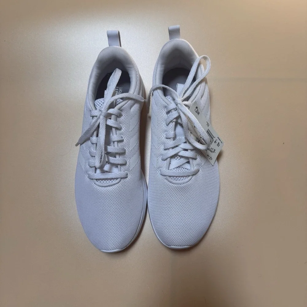 New Adidas Lite Racer CLN Low Top Lace-Up Mesh Sneakers White Comfort BB6895 - Picture 2 of 8